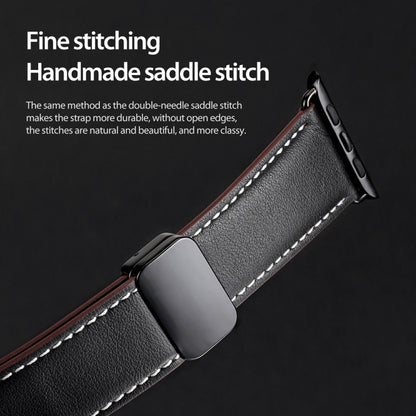 For Apple Watch SE 2023 40mm DUX DUCIS YA Series Magnetic Buckle Genuine Leather Watch Band(Black) - Watch Bands by DUX DUCIS | Online Shopping South Africa | PMC Jewellery | Buy Now Pay Later Mobicred