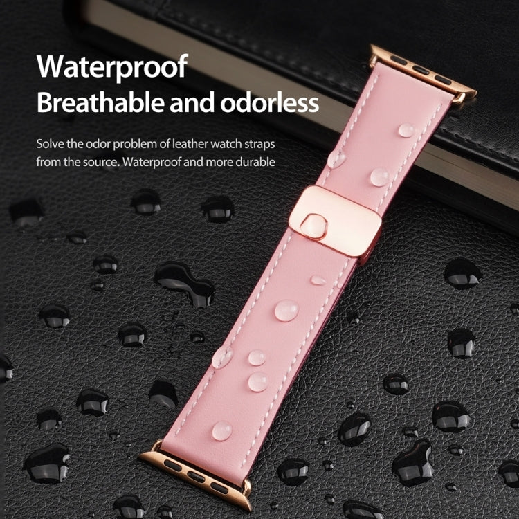 For Apple Watch SE 2023 40mm DUX DUCIS YA Series Magnetic Buckle Genuine Leather Watch Band(Pink) - Watch Bands by DUX DUCIS | Online Shopping South Africa | PMC Jewellery | Buy Now Pay Later Mobicred