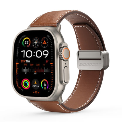 For Apple Watch Ultra 2 49mm DUX DUCIS YA Series Magnetic Buckle Genuine Leather Watch Band(Brown) - Watch Bands by DUX DUCIS | Online Shopping South Africa | PMC Jewellery | Buy Now Pay Later Mobicred