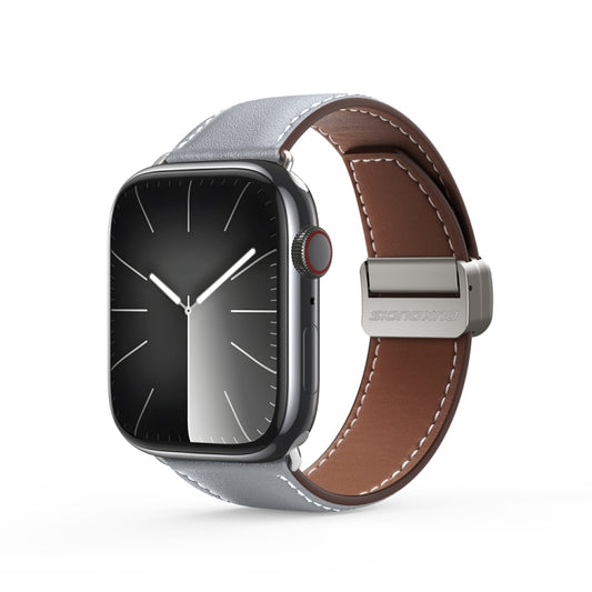 For Apple Watch Series 8 41mm DUX DUCIS YA Series Magnetic Buckle Genuine Leather Watch Band(Grey) - Watch Bands by DUX DUCIS | Online Shopping South Africa | PMC Jewellery | Buy Now Pay Later Mobicred