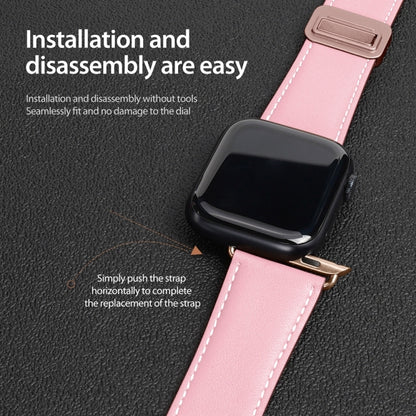 For Apple Watch SE 2022 40mm DUX DUCIS YA Series Magnetic Buckle Genuine Leather Watch Band(Pink) - Watch Bands by DUX DUCIS | Online Shopping South Africa | PMC Jewellery | Buy Now Pay Later Mobicred