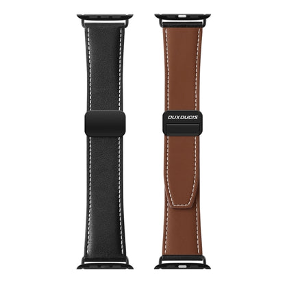 For Apple Watch SE 40mm DUX DUCIS YA Series Magnetic Buckle Genuine Leather Watch Band(Black) - Watch Bands by DUX DUCIS | Online Shopping South Africa | PMC Jewellery | Buy Now Pay Later Mobicred