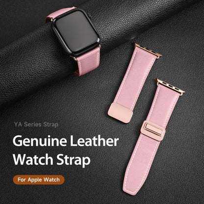 For Apple Watch Series 6 40mm DUX DUCIS YA Series Magnetic Buckle Genuine Leather Watch Band(Pink) - Watch Bands by DUX DUCIS | Online Shopping South Africa | PMC Jewellery | Buy Now Pay Later Mobicred