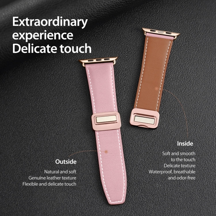 For Apple Watch Series 6 40mm DUX DUCIS YA Series Magnetic Buckle Genuine Leather Watch Band(Pink) - Watch Bands by DUX DUCIS | Online Shopping South Africa | PMC Jewellery | Buy Now Pay Later Mobicred