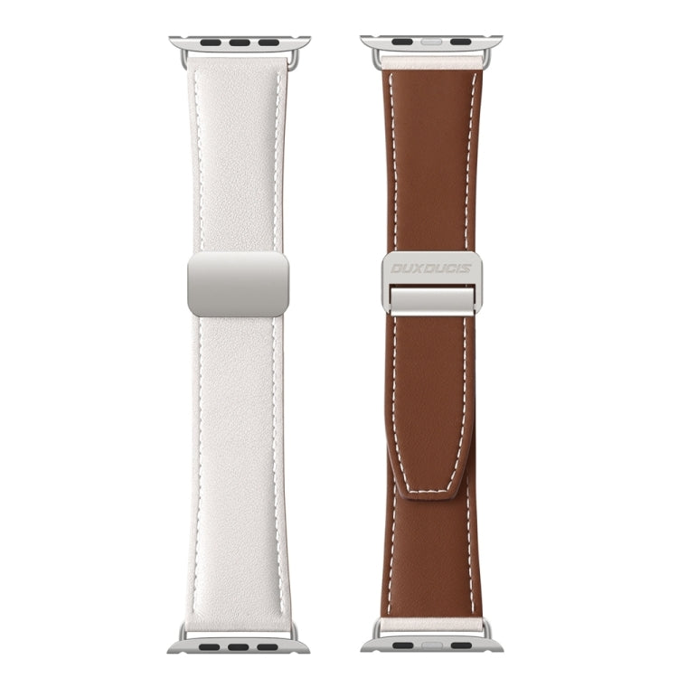 For Apple Watch Series 6 40mm DUX DUCIS YA Series Magnetic Buckle Genuine Leather Watch Band(White) - Watch Bands by DUX DUCIS | Online Shopping South Africa | PMC Jewellery | Buy Now Pay Later Mobicred