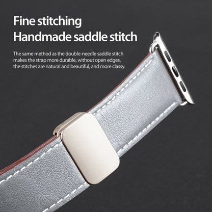 For Apple Watch Series 5 44mm DUX DUCIS YA Series Magnetic Buckle Genuine Leather Watch Band(Grey) - Watch Bands by DUX DUCIS | Online Shopping South Africa | PMC Jewellery | Buy Now Pay Later Mobicred