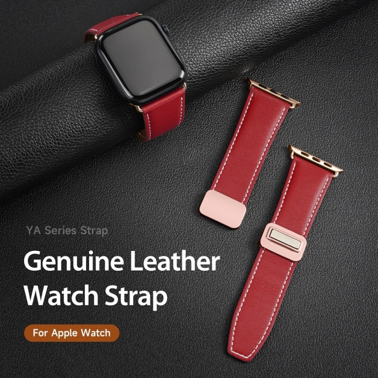 For Apple Watch Series 5 40mm DUX DUCIS YA Series Magnetic Buckle Genuine Leather Watch Band(Red) - Watch Bands by DUX DUCIS | Online Shopping South Africa | PMC Jewellery | Buy Now Pay Later Mobicred