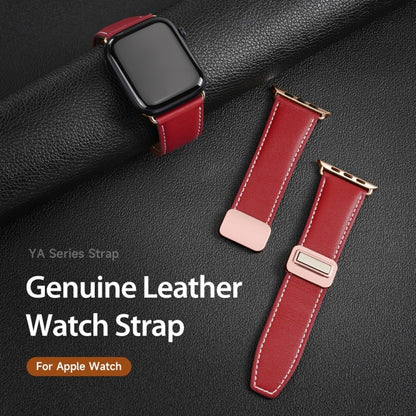 For Apple Watch Series 5 40mm DUX DUCIS YA Series Magnetic Buckle Genuine Leather Watch Band(Red) - Watch Bands by DUX DUCIS | Online Shopping South Africa | PMC Jewellery | Buy Now Pay Later Mobicred