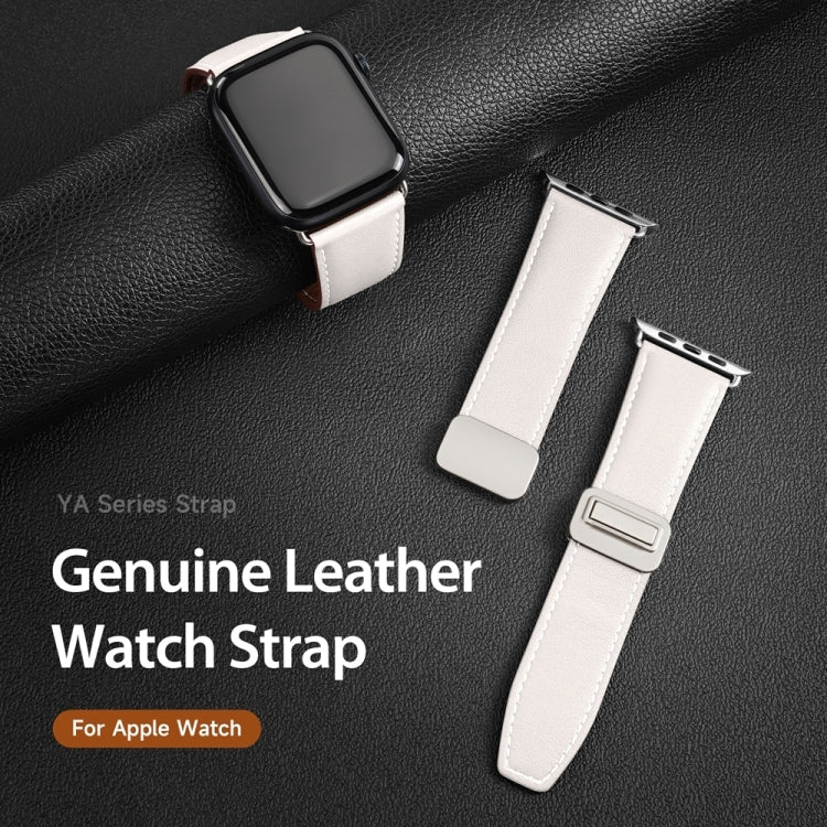 For Apple Watch Series 4 44mm DUX DUCIS YA Series Magnetic Buckle Genuine Leather Watch Band(White) - Watch Bands by DUX DUCIS | Online Shopping South Africa | PMC Jewellery | Buy Now Pay Later Mobicred