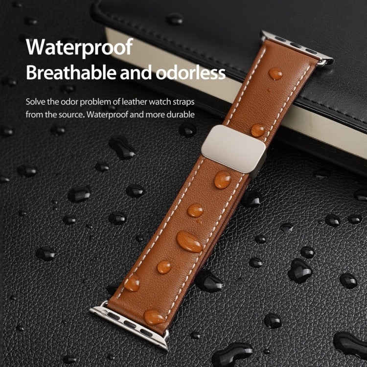 For Apple Watch Series 2 42mm DUX DUCIS YA Series Magnetic Buckle Genuine Leather Watch Band(Brown) - Watch Bands by DUX DUCIS | Online Shopping South Africa | PMC Jewellery | Buy Now Pay Later Mobicred