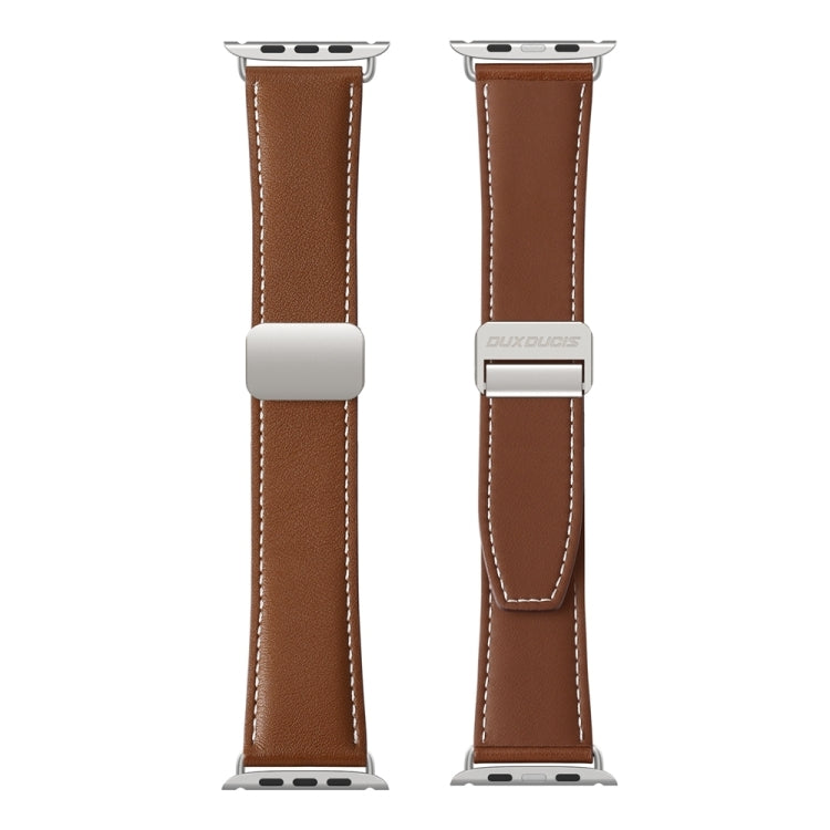 For Apple Watch 42mm DUX DUCIS YA Series Magnetic Buckle Genuine Leather Watch Band(Brown) - Watch Bands by DUX DUCIS | Online Shopping South Africa | PMC Jewellery | Buy Now Pay Later Mobicred