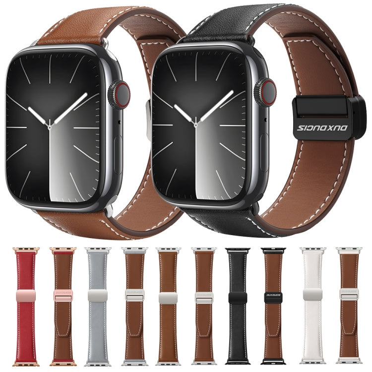 For Apple Watch Series 2 42mm DUX DUCIS YA Series Magnetic Buckle Genuine Leather Watch Band(Grey) - Watch Bands by DUX DUCIS | Online Shopping South Africa | PMC Jewellery | Buy Now Pay Later Mobicred