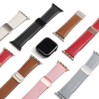 For Apple Watch Series 9 41mm DUX DUCIS YA Series Magnetic Buckle Genuine Leather Watch Band(Grey) - Watch Bands by DUX DUCIS | Online Shopping South Africa | PMC Jewellery | Buy Now Pay Later Mobicred