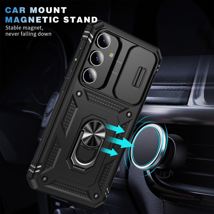 For Samsung Galaxy S24 5G Sliding Camshield TPU + PC Phone Case with Holder(Black) - Galaxy S24 5G Cases by PMC TechLife | Online Shopping South Africa | PMC TechLife