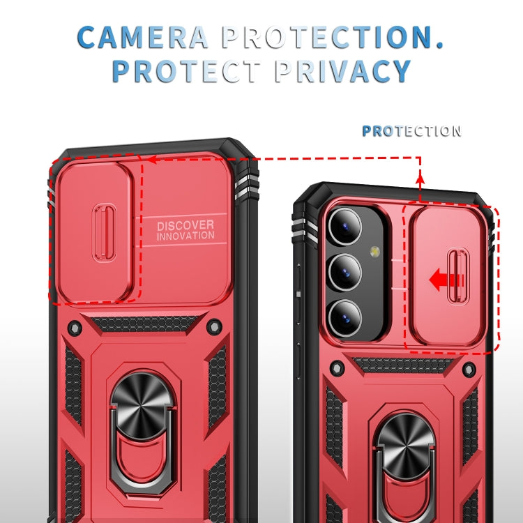 For Samsung Galaxy S24 5G Sliding Camshield TPU + PC Phone Case with Holder(Red+Black) - Galaxy S24 5G Cases by PMC TechLife | Online Shopping South Africa | PMC TechLife