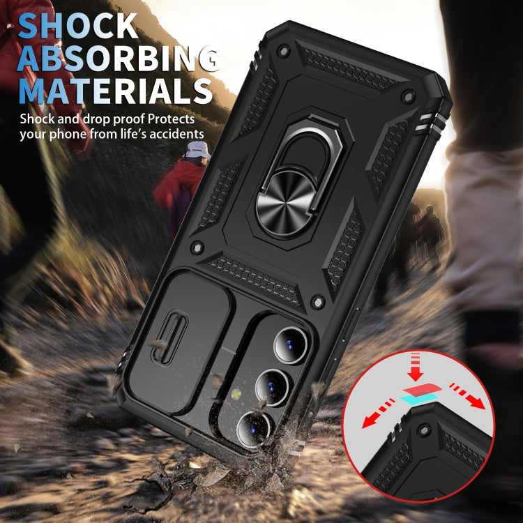 For Samsung Galaxy S24+ 5G Sliding Camshield TPU + PC Phone Case with Holder(Black) - Galaxy S24+ 5G Cases by PMC TechLife | Online Shopping South Africa | PMC TechLife