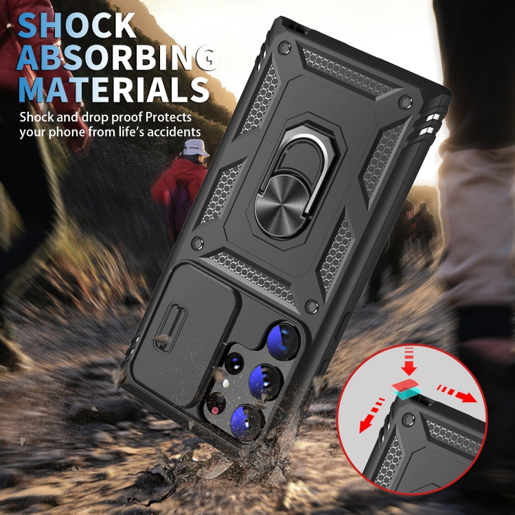 For Samsung Galaxy S24 Ultra 5G Sliding Camshield TPU + PC Phone Case with Holder(Black) - Galaxy S24 Ultra 5G Cases by PMC TechLife | Online Shopping South Africa | PMC TechLife