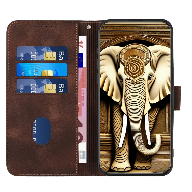 For Huawei Y9 2019 YX0060 Elephant Head Embossed Phone Leather Case with Lanyard(Coffee) - Huawei Cases by PMC TechLife | Online Shopping South Africa | PMC TechLife
