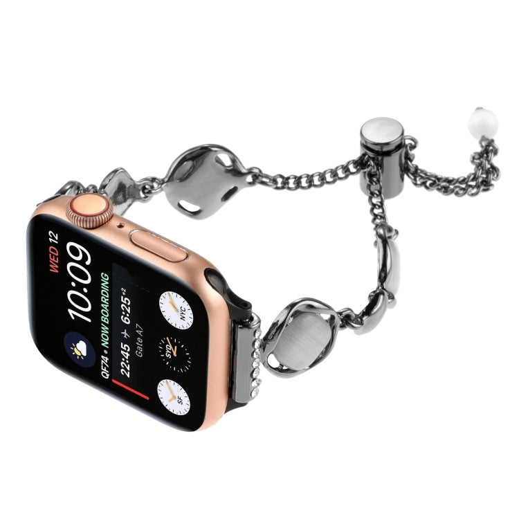 For Apple Watch Series 9 45mm Shell Metal Chain Bracelet Watch Band(Black) - Watch Bands by PMC TechLife | Online Shopping South Africa | PMC TechLife