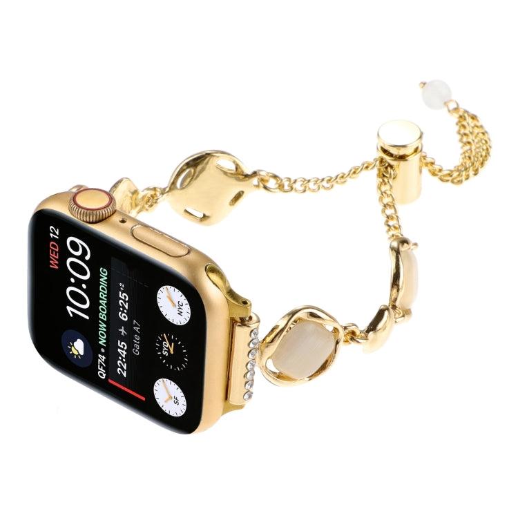 For Apple Watch Series 7 41mm Shell Metal Chain Bracelet Watch Band(Gold) - Watch Bands by PMC TechLife | Online Shopping South Africa | PMC TechLife