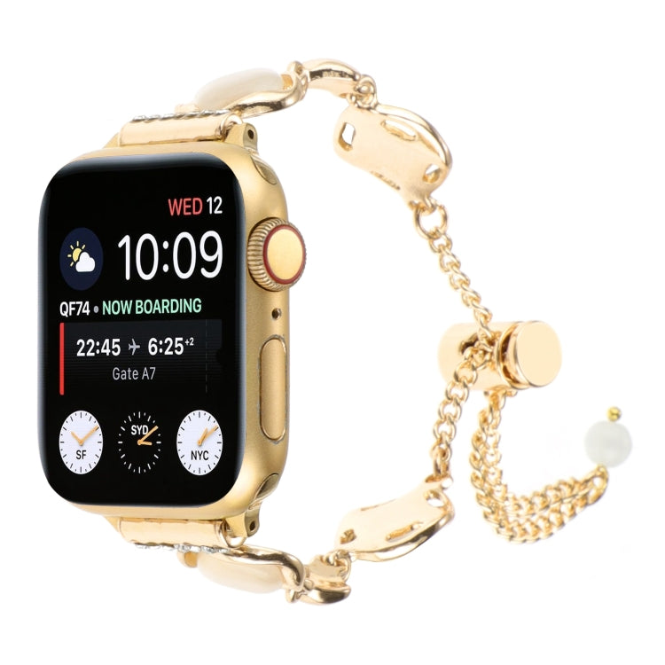For Apple Watch SE 44mm Shell Metal Chain Bracelet Watch Band(Gold) - free shipping - PMC TechLife - Order now!
