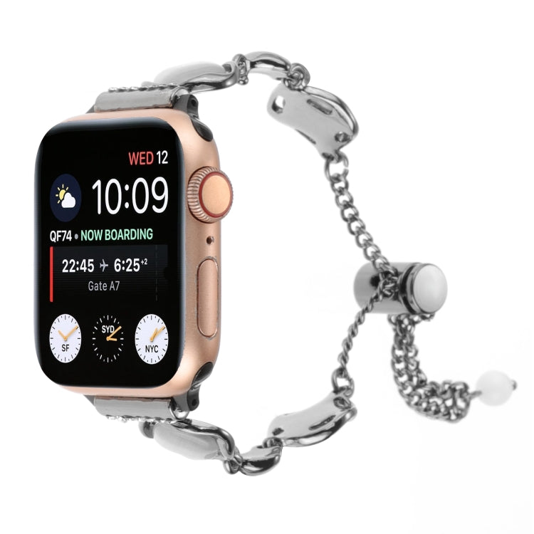 For Apple Watch Series 3 38mm Shell Metal Chain Bracelet Watch Band(Black) - Watch Bands by PMC TechLife | Online Shopping South Africa | PMC TechLife