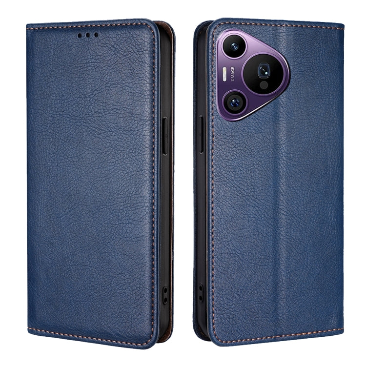 For Huawei Pura 70 Pro / Pro+ Gloss Oil Solid Color Magnetic Leather Phone Case(Blue) - Huawei Cases by PMC Jewellery | Online Shopping South Africa | PMC Jewellery | Buy Now Pay Later Mobicred