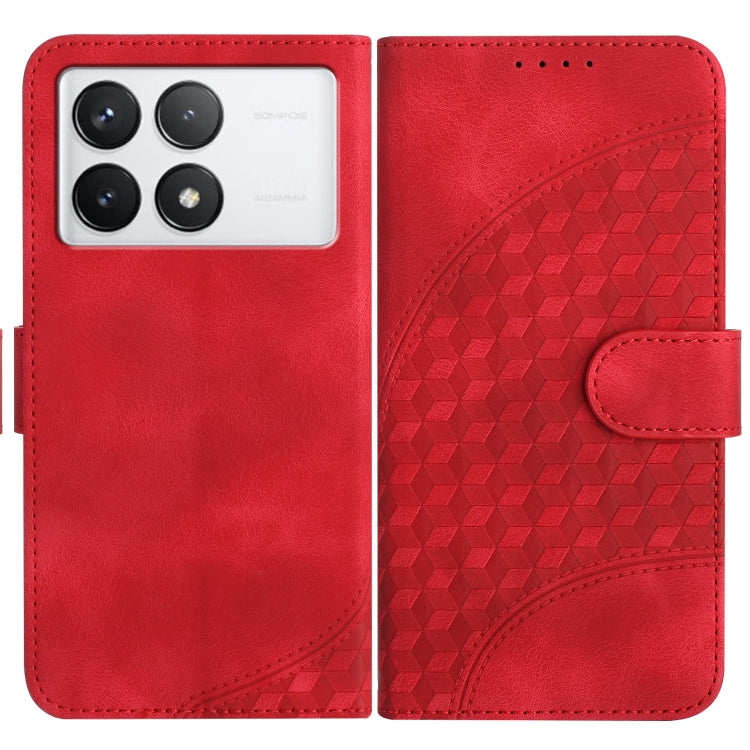 For Xiaomi Redmi K70 YX0060 Elephant Head Embossed Phone Leather Case with Lanyard(Red) - K70 Cases by PMC Jewellery | Online Shopping South Africa | PMC Jewellery | Buy Now Pay Later Mobicred