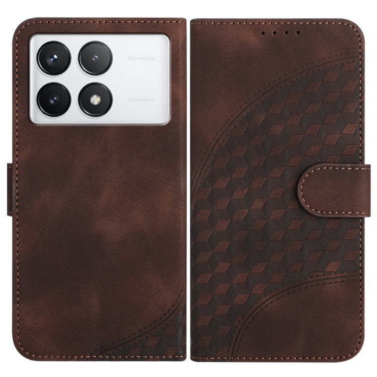 For Xiaomi Redmi K70 YX0060 Elephant Head Embossed Phone Leather Case with Lanyard(Coffee) - K70 Cases by PMC Jewellery | Online Shopping South Africa | PMC Jewellery | Buy Now Pay Later Mobicred