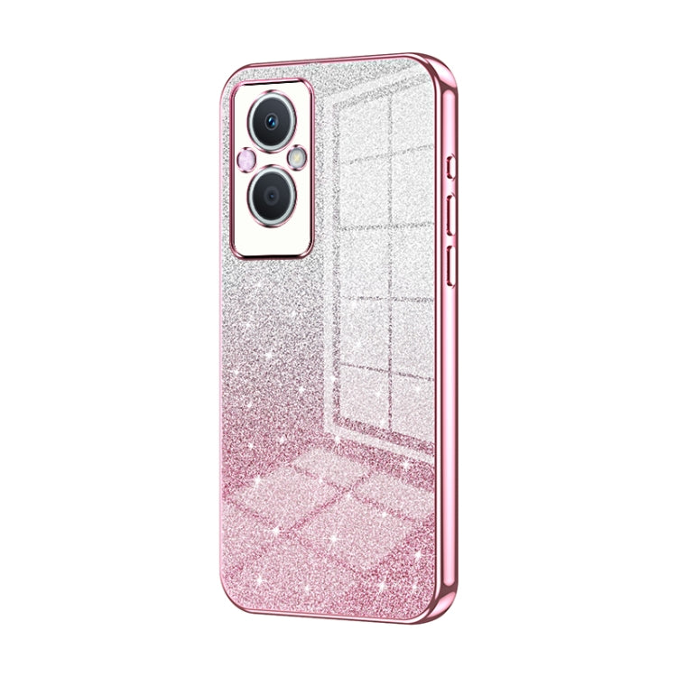 For OPPO Reno7 Z 5G / F21 Pro 5G Gradient Glitter Powder Electroplated Phone Case(Pink) - OPPO Cases by PMC Jewellery | Online Shopping South Africa | PMC Jewellery | Buy Now Pay Later Mobicred