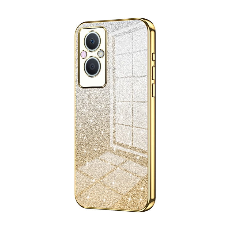 For OPPO Reno7 Z 5G / F21 Pro 5G Gradient Glitter Powder Electroplated Phone Case(Gold) - OPPO Cases by PMC TechLife | Online Shopping South Africa | PMC TechLife | Buy Now Pay Later Mobicred