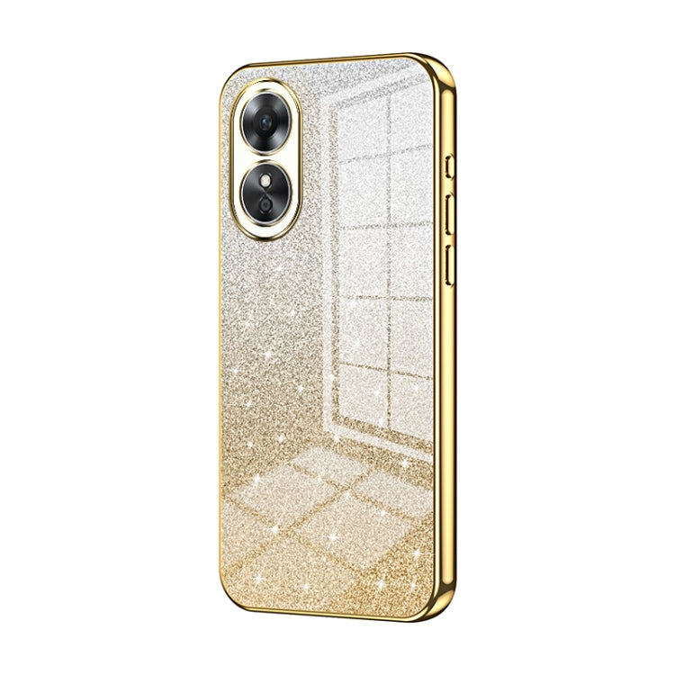 For OPPO A17 / A17K Gradient Glitter Powder Electroplated Phone Case(Gold) - free shipping - PMC TechLife - Order now!