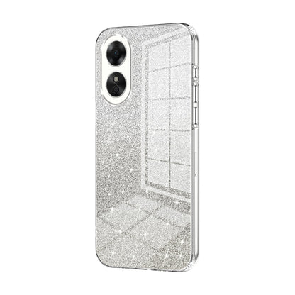 For OPPO A17 / A17K Gradient Glitter Powder Electroplated Phone Case(Transparent) - OPPO Cases by PMC Jewellery | Online Shopping South Africa | PMC Jewellery | Buy Now Pay Later Mobicred