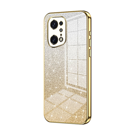 For OPPO Find X5 Pro Gradient Glitter Powder Electroplated Phone Case(Gold) - OPPO Cases by PMC Jewellery | Online Shopping South Africa | PMC Jewellery | Buy Now Pay Later Mobicred