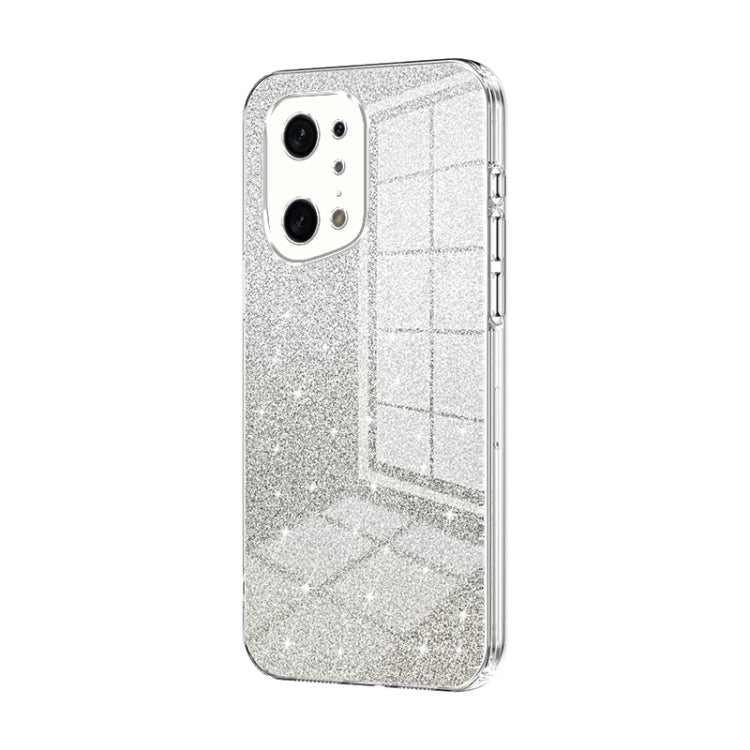 For OPPO Find X5 Pro Gradient Glitter Powder Electroplated Phone Case(Transparent) - OPPO Cases by PMC TechLife | Online Shopping South Africa | PMC TechLife | Buy Now Pay Later Mobicred