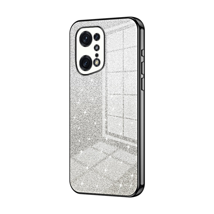 For OPPO Find X5 Pro Gradient Glitter Powder Electroplated Phone Case(Black) - OPPO Cases by PMC TechLife | Online Shopping South Africa | PMC TechLife | Buy Now Pay Later Mobicred