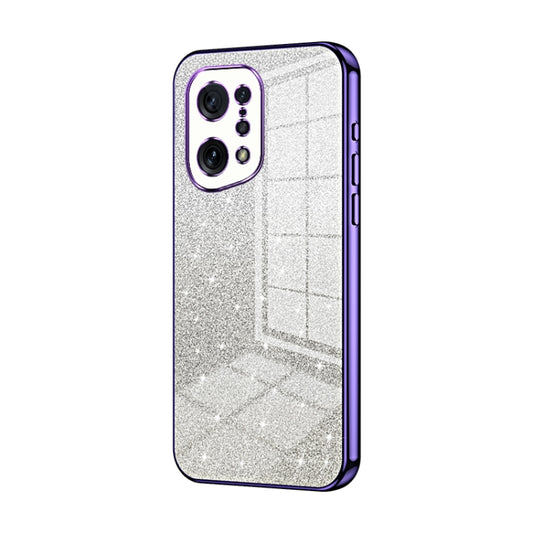 For OPPO Find X5 Gradient Glitter Powder Electroplated Phone Case(Purple) - OPPO Cases by PMC Jewellery | Online Shopping South Africa | PMC Jewellery | Buy Now Pay Later Mobicred
