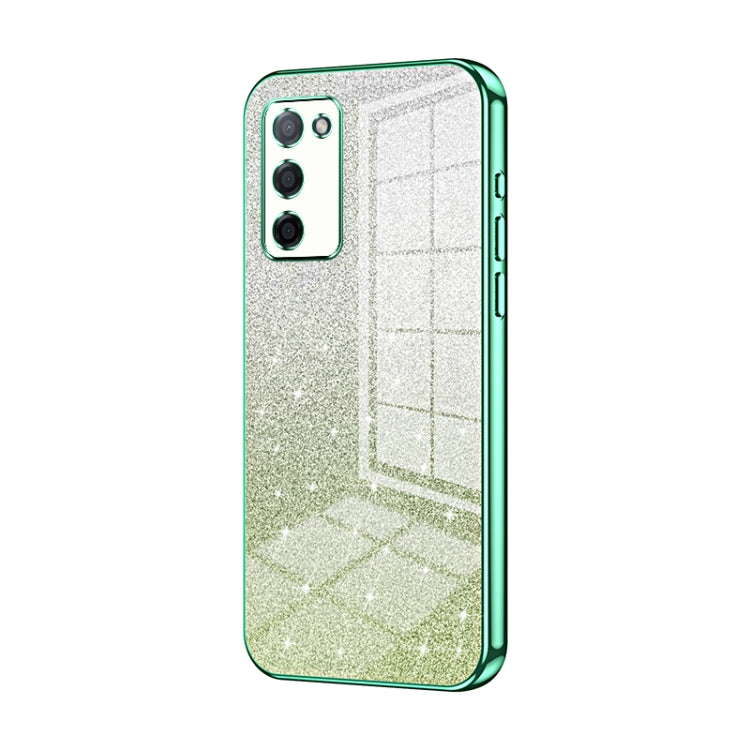 For OPPO A55 5G / A56 / A53s 5G Gradient Glitter Powder Electroplated Phone Case(Green) - OPPO Cases by PMC Jewellery | Online Shopping South Africa | PMC Jewellery | Buy Now Pay Later Mobicred