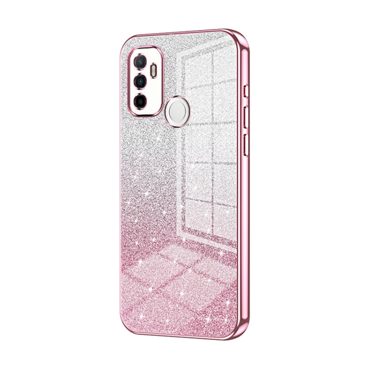 For OPPO A53 2020 / A32 / A11s  Gradient Glitter Powder Electroplated Phone Case(Pink) - OPPO Cases by PMC TechLife | Online Shopping South Africa | PMC TechLife | Buy Now Pay Later Mobicred