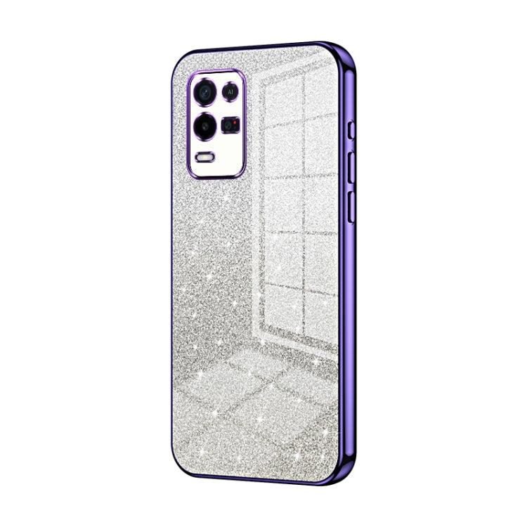 For OPPO K9x Gradient Glitter Powder Electroplated Phone Case(Purple) - OPPO Cases by PMC Jewellery | Online Shopping South Africa | PMC Jewellery | Buy Now Pay Later Mobicred