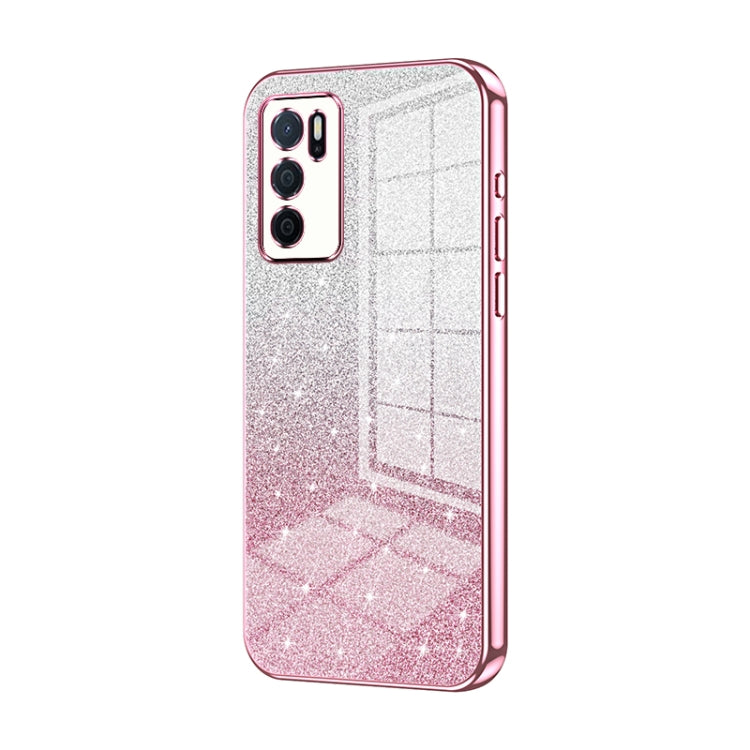 For OPPO A16 / A16s / A54s Gradient Glitter Powder Electroplated Phone Case(Pink) - OPPO Cases by PMC Jewellery | Online Shopping South Africa | PMC Jewellery | Buy Now Pay Later Mobicred