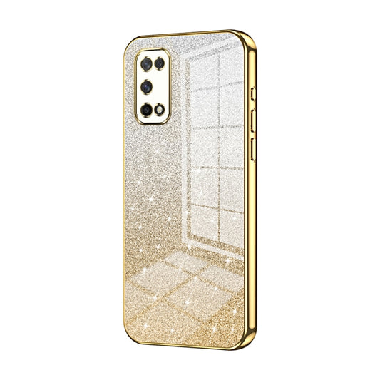 For OPPO K7x / Realme V5 5G Gradient Glitter Powder Electroplated Phone Case(Gold) - OPPO Cases by PMC Jewellery | Online Shopping South Africa | PMC Jewellery | Buy Now Pay Later Mobicred