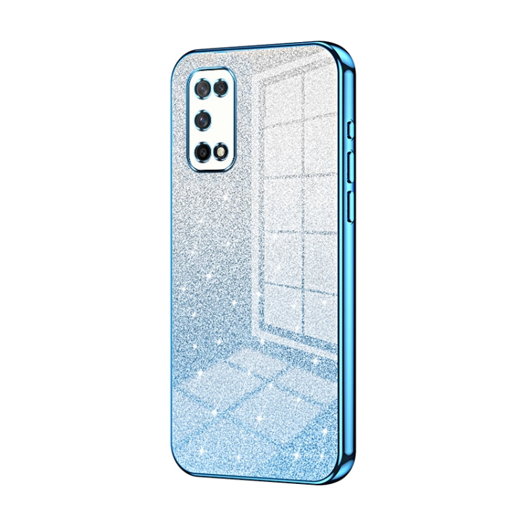 For OPPO K7x / Realme V5 5G Gradient Glitter Powder Electroplated Phone Case(Blue) - OPPO Cases by PMC Jewellery | Online Shopping South Africa | PMC Jewellery | Buy Now Pay Later Mobicred