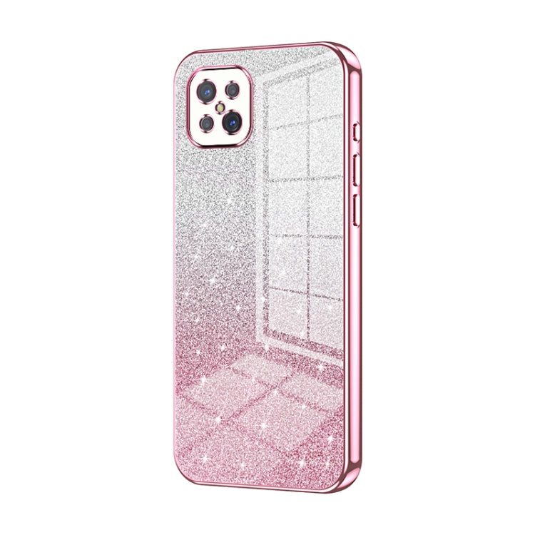 For OPPO A92s / Reno4 Z 5G Gradient Glitter Powder Electroplated Phone Case(Pink) - OPPO Cases by PMC TechLife | Online Shopping South Africa | PMC TechLife | Buy Now Pay Later Mobicred