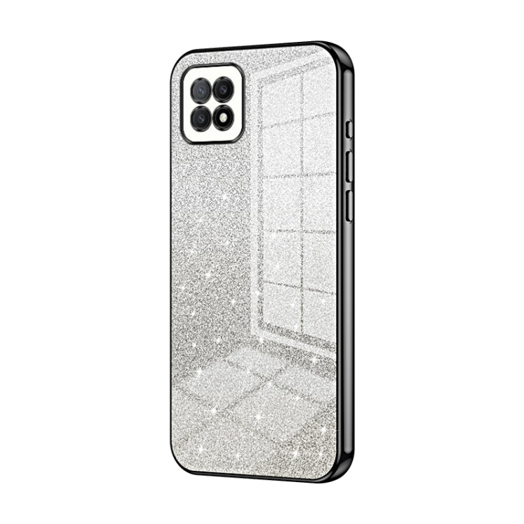 For OPPO A72 5G / A73 5G Gradient Glitter Powder Electroplated Phone Case(Black) - OPPO Cases by PMC TechLife | Online Shopping South Africa | PMC TechLife | Buy Now Pay Later Mobicred