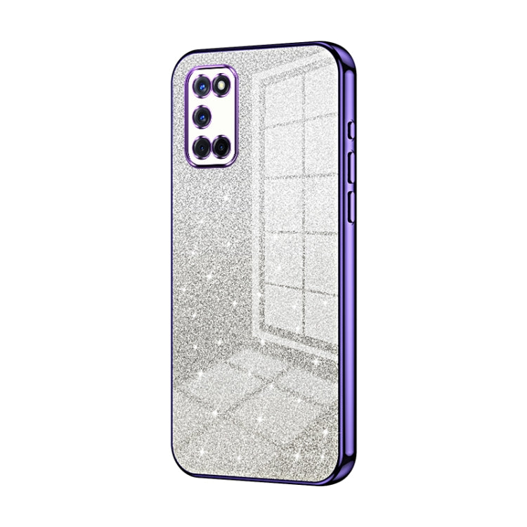 For OPPO A52 / A72 / A92 Gradient Glitter Powder Electroplated Phone Case(Purple) - OPPO Cases by PMC Jewellery | Online Shopping South Africa | PMC Jewellery | Buy Now Pay Later Mobicred
