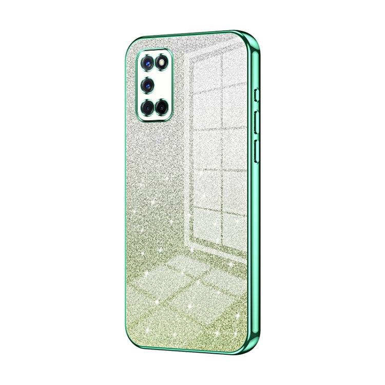For OPPO A52 / A72 / A92 Gradient Glitter Powder Electroplated Phone Case(Green) - OPPO Cases by PMC Jewellery | Online Shopping South Africa | PMC Jewellery | Buy Now Pay Later Mobicred