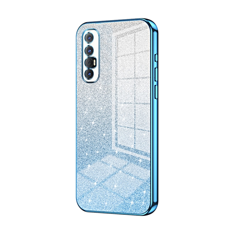 For OPPO Reno3 Pro Gradient Glitter Powder Electroplated Phone Case(Blue) - OPPO Cases by PMC Jewellery | Online Shopping South Africa | PMC Jewellery | Buy Now Pay Later Mobicred