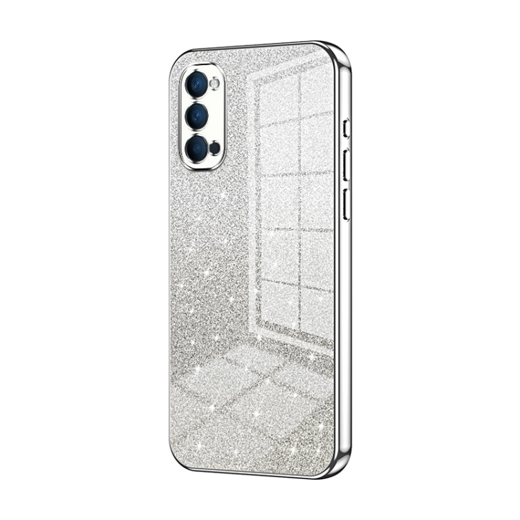 For OPPO Reno4 Gradient Glitter Powder Electroplated Phone Case(Silver) - OPPO Cases by PMC Jewellery | Online Shopping South Africa | PMC Jewellery | Buy Now Pay Later Mobicred