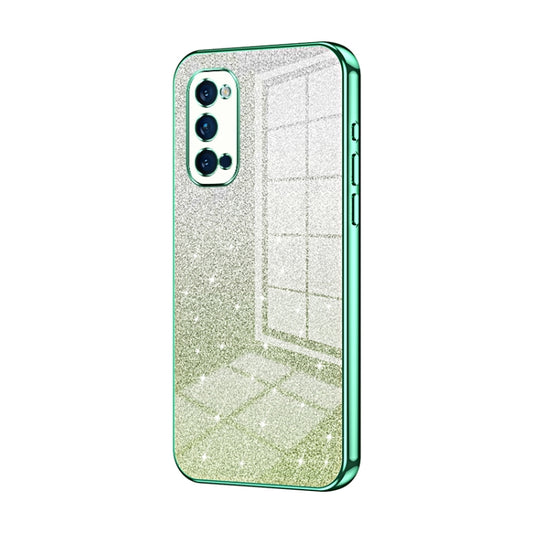For OPPO Reno4 Pro Gradient Glitter Powder Electroplated Phone Case(Green) - OPPO Cases by PMC Jewellery | Online Shopping South Africa | PMC Jewellery | Buy Now Pay Later Mobicred